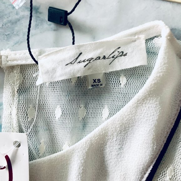 Sold Sugarlips White Pleated Lace A Line Dress - Picture 10 of 12